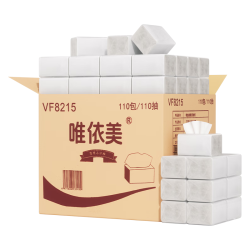 唯依美 小方抽纸 商用方巾纸酒店餐饮饭店餐巾纸整箱VF8215 3层110抽*110包