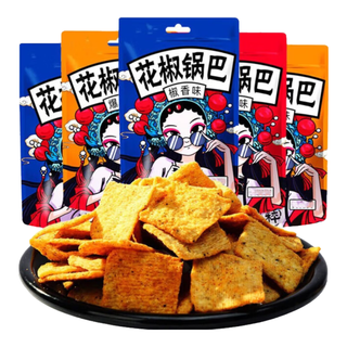 淘米熊花椒锅巴 椒香麻辣办公室零食膨化食品 小包装一整箱 爆辣味3袋+麻辣味3袋+1袋