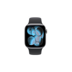 苹果 Apple Watch Series 11；深空灰色铝金属表壳；黑色运动型表带