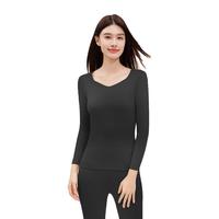都市丽人秋季保暖内衣女士无痕羊毛蚕丝打底衫秋衣秋裤冬季套装秋 简约黑 L