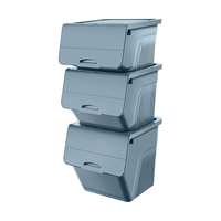 星优儿童玩具收纳箱家用前开式衣服整理箱塑料翻盖储物盒零食收纳筐 静谧蓝大号【3个装】