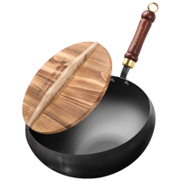 欧乐菲（OLOFE）铁锅炒菜锅少油烟炒锅无涂层大炒勺燃气通用锅具水墨碳五行32cm