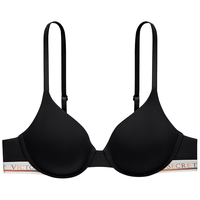 维多利亚的秘密 维密 渐变Logo字母下围文胸光面舒适微聚拢女士内衣薄模杯胸罩 54A2黑色 11256830 32DD