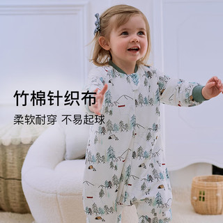 nest designs婴儿睡袋竹棉薄夹棉长袖宝宝分腿睡袋儿童防踢被 林间小路90码