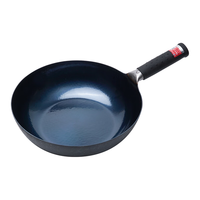 章丘铁锅 Zhangqiu iron Wok 手工锻打无涂层物理不粘炒锅纯熟铁一体把手圆底炒菜锅 宗师 标准版古法烤蓝(已干烧） 32cm 标准版古法烤蓝32cm(已干烧）