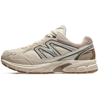 骆驼 慢跑鞋男山野版密网复古运动跑步鞋女 7052C，米白色/绿棕色