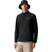 安踏P绒长T丨Polartec半拉链抓绒衣男士秋冬摇粒绒长袖针织衫 基础黑-2 L (男175)