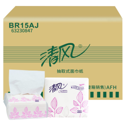清风 小方抽纸双层150抽100包家用酒店火锅店商务用抽取式餐巾纸便携式面巾纸正方形BR15AJ