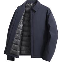 男装翻领羽绒服男冬季商务休闲中年干部服上衣爸爸装外套