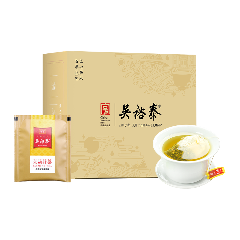  WUYUTAI TEA/吴裕泰 双室花茶茶包 茉莉花茶袋泡茶  2g*50袋 盒装 100g