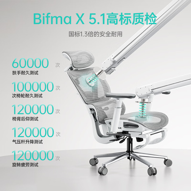 黑白调 P3人体工学椅电脑椅办公人工力学座椅学习电竞椅子可躺 P3-霜白脚托 360°旋转扶手