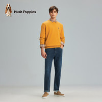 暇步士（Hush Puppies）男装秋基础款多色百搭圆领羊毛混纺针织衫 053中黄2 XXL