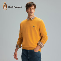 暇步士（Hush Puppies）男装秋基础款多色百搭圆领羊毛混纺针织衫 053中黄2 M