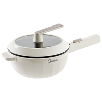 美的（Midea）电炒锅 电火锅 电蒸锅 电煮锅家用多功能大功率一体锅 炒菜锅3.2L电热锅 感温红点HCG2571带蒸架