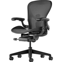 赫曼米勒（HERMAN MILLER）Aeron二代座椅 aeron2石墨色标准款尼龙底座人体工学椅 办公椅 90-120度(含) 升降扶手 中号