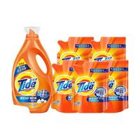 Tide 汰渍 洗衣液除菌除螨去渍洁雅百合香瓶袋组合装补充装家用套装机洗手洗 9斤丨洗衣液组合装