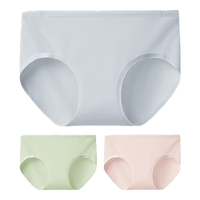 有棵树内裤女新疆棉中腰纯棉抑菌裆无痕舒适短裤珍珠灰+新芥绿+奶油肤M