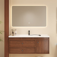 妙泉海 新中式 实木浴室柜组合 60cm新中式吊柜+陶瓷盆+普通镜柜