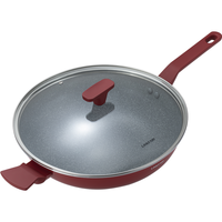 凌丰(LINKFAIR) 铝合金不粘炒锅少油烟涂层不粘锅电磁炉煤气灶适用 【2-4人用】火焰红 32cm