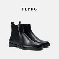 PEDRO牛皮切尔西靴25冬季男士通勤商务质感短靴PM1-96600014 黑色 43