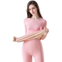 宜而爽男士保暖内衣男女羊绒蚕丝双面磨绒秋衣秋裤冬季打底衫保暖套装男 女款粉色 【上衣+裤子】 L