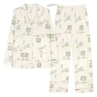 ROVO月子服纯棉春秋款透气7A抗菌可调节产后喂奶睡衣家居服套装 森林马戏园 M