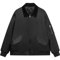 GXG男装 复古拼接飞行员羽绒服男翻领轻薄羽绒服外套 24冬季 黑色 170/M