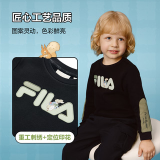FILA X 彼得兔联名儿童童装卫衣2025年冬季男童小童加绒上衣 云菇白-FWT