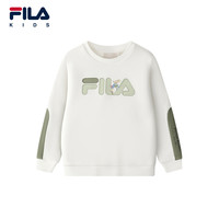 FILA X 彼得兔联名儿童童装卫衣2025年冬季男童小童加绒上衣 云菇白-FWT