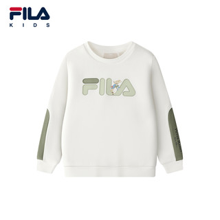 FILA X 彼得兔联名儿童童装卫衣2025年冬季男童小童加绒上衣 云菇白-FWT