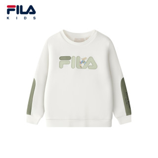 FILA X 彼得兔联名儿童童装卫衣2025年冬季男童小童加绒上衣 云菇白-FWT