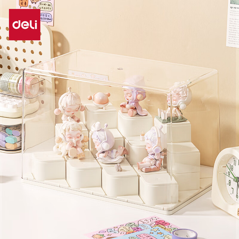 得力（deli）盲盒展示架透明防尘收纳盒手办展示柜泡泡玛特适用展示盒自由堆叠 【