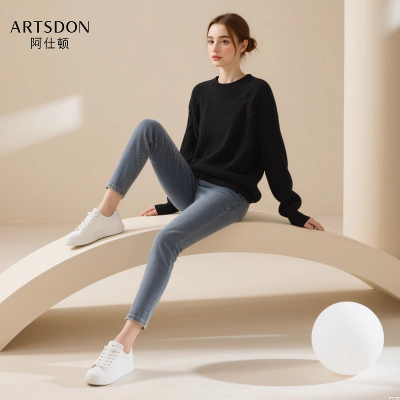 Artsdon/阿仕顿2025秋冬女士柔软舒适品质套头长袖针织衫毛衣