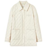 LANCY/朗姿2025冬气质简约菱格棉服短外套女百搭白色翻领棉衣