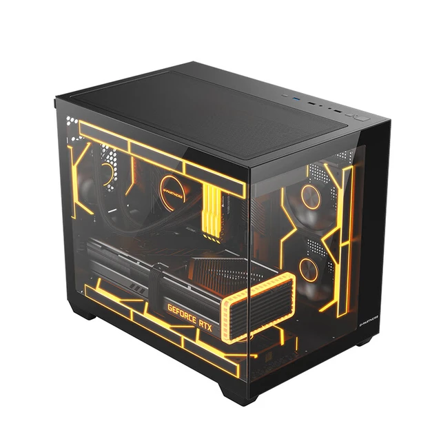游戏伙伴新锐X4全视景海景房机箱台式机电脑机箱（支持MATX/快拆设计双面玻璃/9风扇位/360水冷/长显卡） 新锐X4(M-ATX 360海景房）