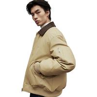 GXG男装 复古拼接飞行员羽绒服男翻领轻薄羽绒服外套 24冬季 姜黄色 195/XXXXL