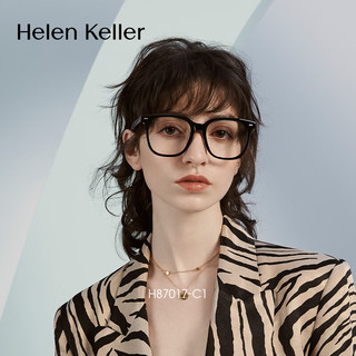  Helen Keller/海伦凯勒 防蓝光 近视眼镜 眼镜框 眼镜架 1.67防蓝光镜片  柯达1.67高清片套餐(525-700度) H87017C1亮黑