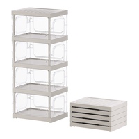 爱丽思（IRIS）透明鞋盒收纳盒免安装鞋柜防尘防潮鞋架鞋子收纳加厚 1列5层