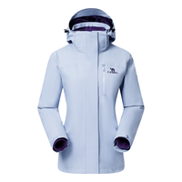 骆驼(CAMEL)冲锋衣男防风防水保暖抓绒内胆户外登山服外套女 U1W1TR342,丁香紫 ,女 L