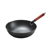 章锻章丘铸铁锅炒锅无涂层老式炒菜锅家用燃气灶电磁炉通用 平底32无耳不绣钢盖+勺+铲） 32cm