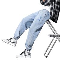 唐狮 春季男牛仔裤休闲潮流男小标基本束脚牛仔长裤