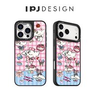 IPJ少女心粉色格纹超可爱卷毛小狗手机壳适用于iphone17promax苹果16PROMAX15PRO防摔14保护套13防摔12