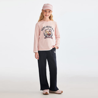 暇步士（Hush Puppies）童装儿童男女童2025秋季舒适百搭卡通印花经典长袖圆领衫 玫瑰粉 110 cm