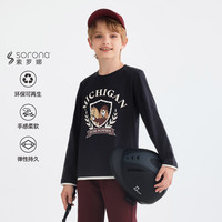 暇步士(Hush Puppies)童装儿童男女童2025秋季舒适百搭卡通印花经典长袖圆领衫 藏蓝 130 cm