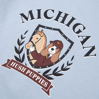暇步士（Hush Puppies）童装儿童男女童2025秋季舒适百搭卡通印花经典长袖圆领衫 冰川蓝 140 cm