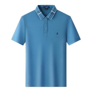 梦特娇 短袖polo衫男士商务翻领t恤夏季 孔雀蓝 L 50