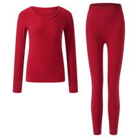 京东京造女保暖内衣女秋衣秋裤套装防寒棉柔打底保暖衣裤 中国红女 L