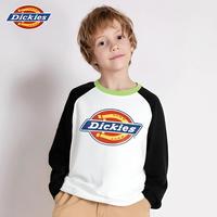 Dickies童装2025年男女童长袖t恤儿童纯棉洋气拼接插肩打底衫