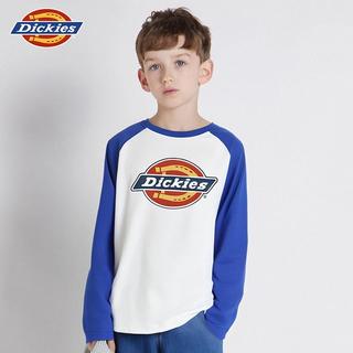 Dickies童装2025年男女童长袖t恤儿童纯棉洋气拼接插肩打底衫