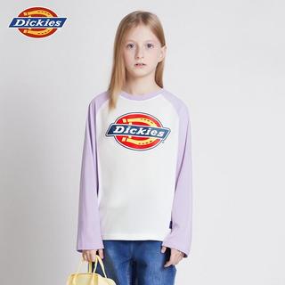 Dickies童装2025年男女童长袖t恤儿童纯棉洋气拼接插肩打底衫